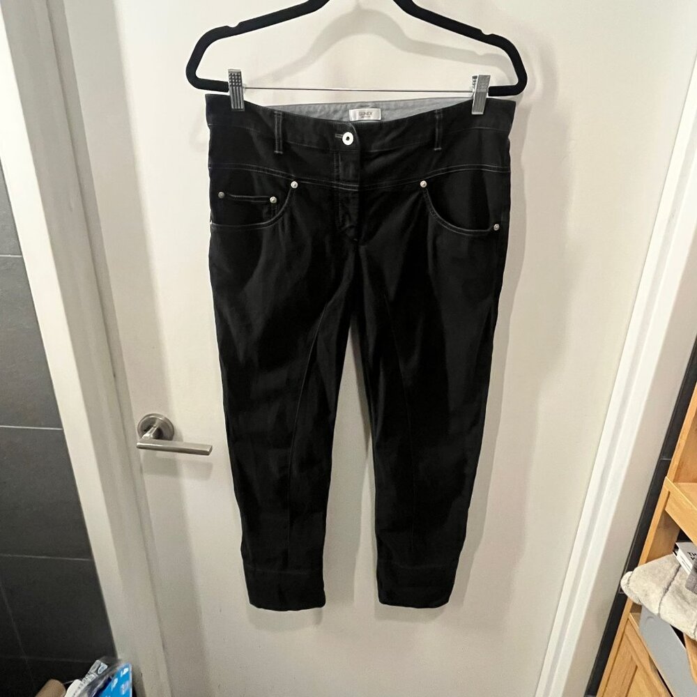 Gunex Women's Black Cotton Pants with White‎ Stitching Size 10